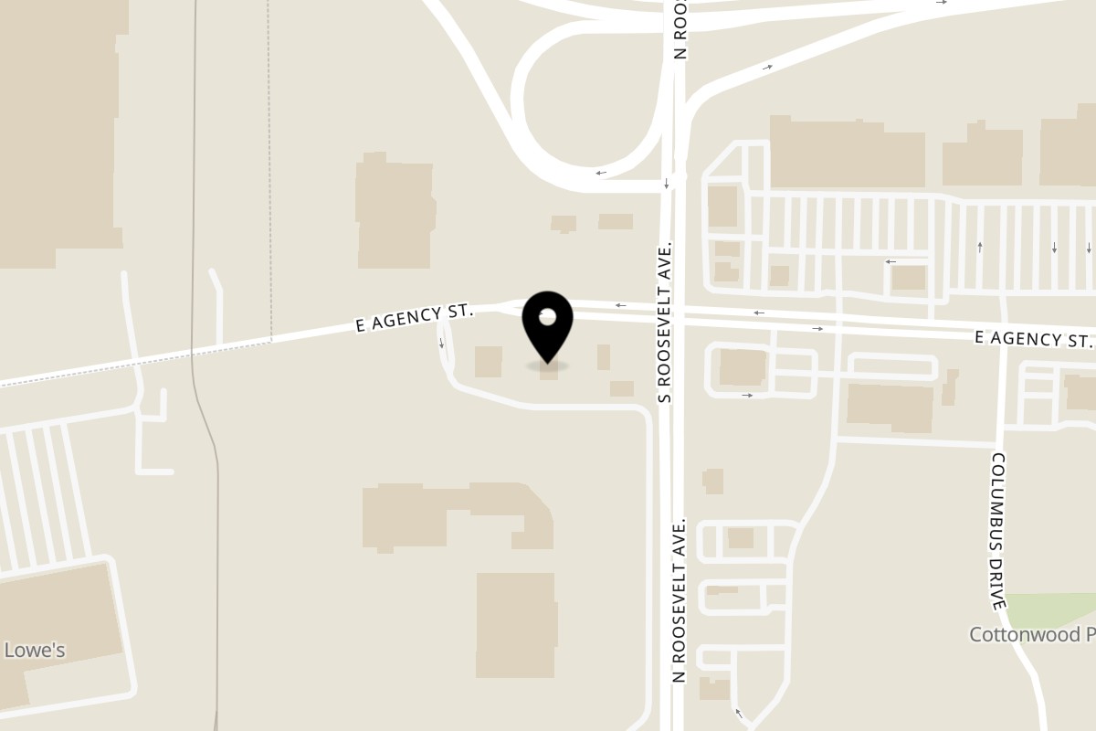 Map showing the location of Gator's Grill & Spirits on 3313 E Agency St in Burlington